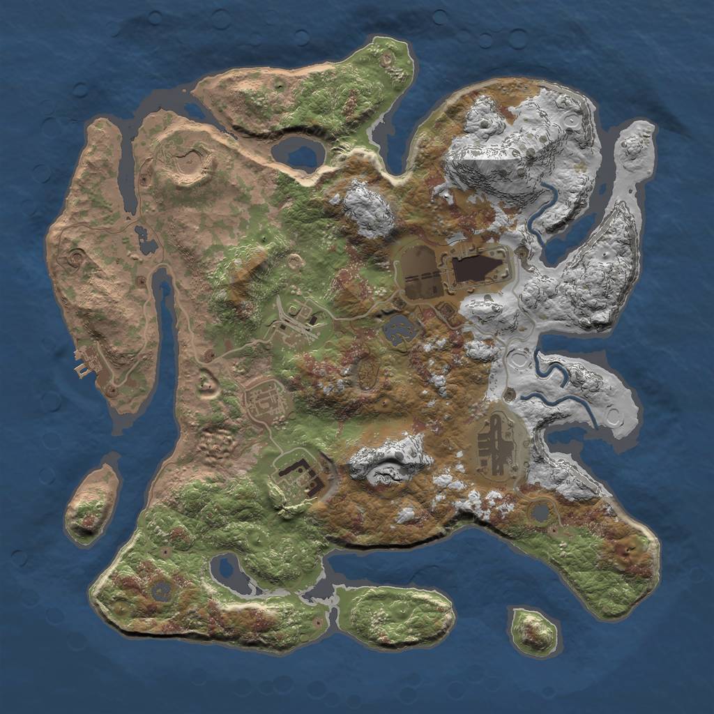 Rust Map: Procedural Map, Size: 3500, Seed: 1595, 12 Monuments