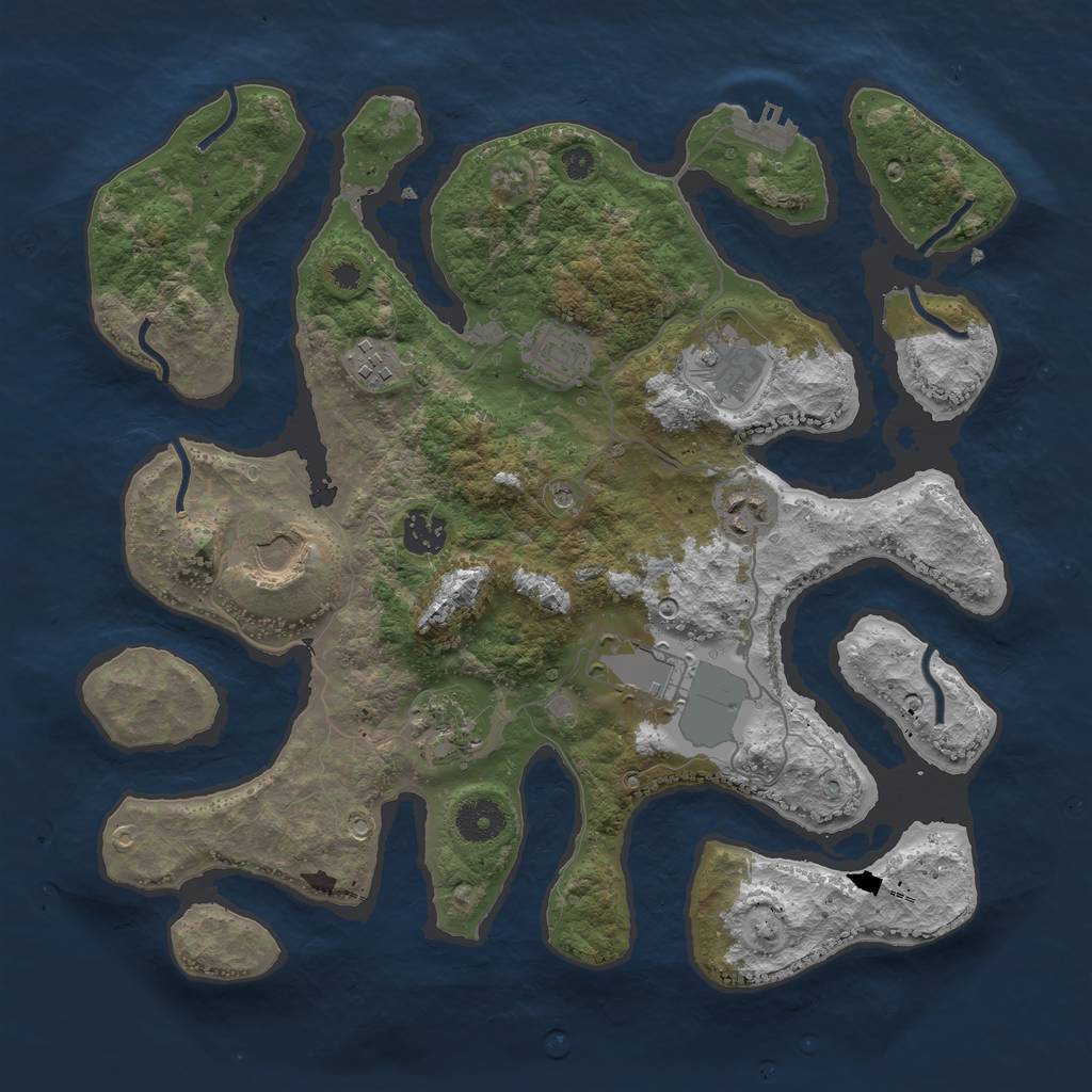 Rust Map: Procedural Map, Size: 3600, Seed: 192151216, 12 Monuments