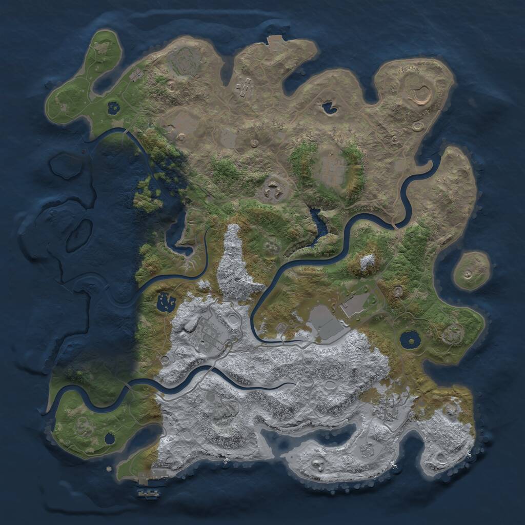 Rust Map: Procedural Map, Size: 4000, Seed: 34251647, 16 Monuments