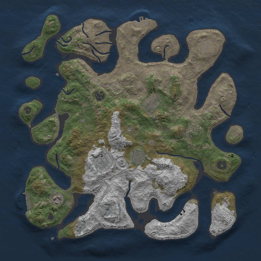 Rust Map: Procedural Map, Size: 4000, Seed: 34251647, 19 Monuments