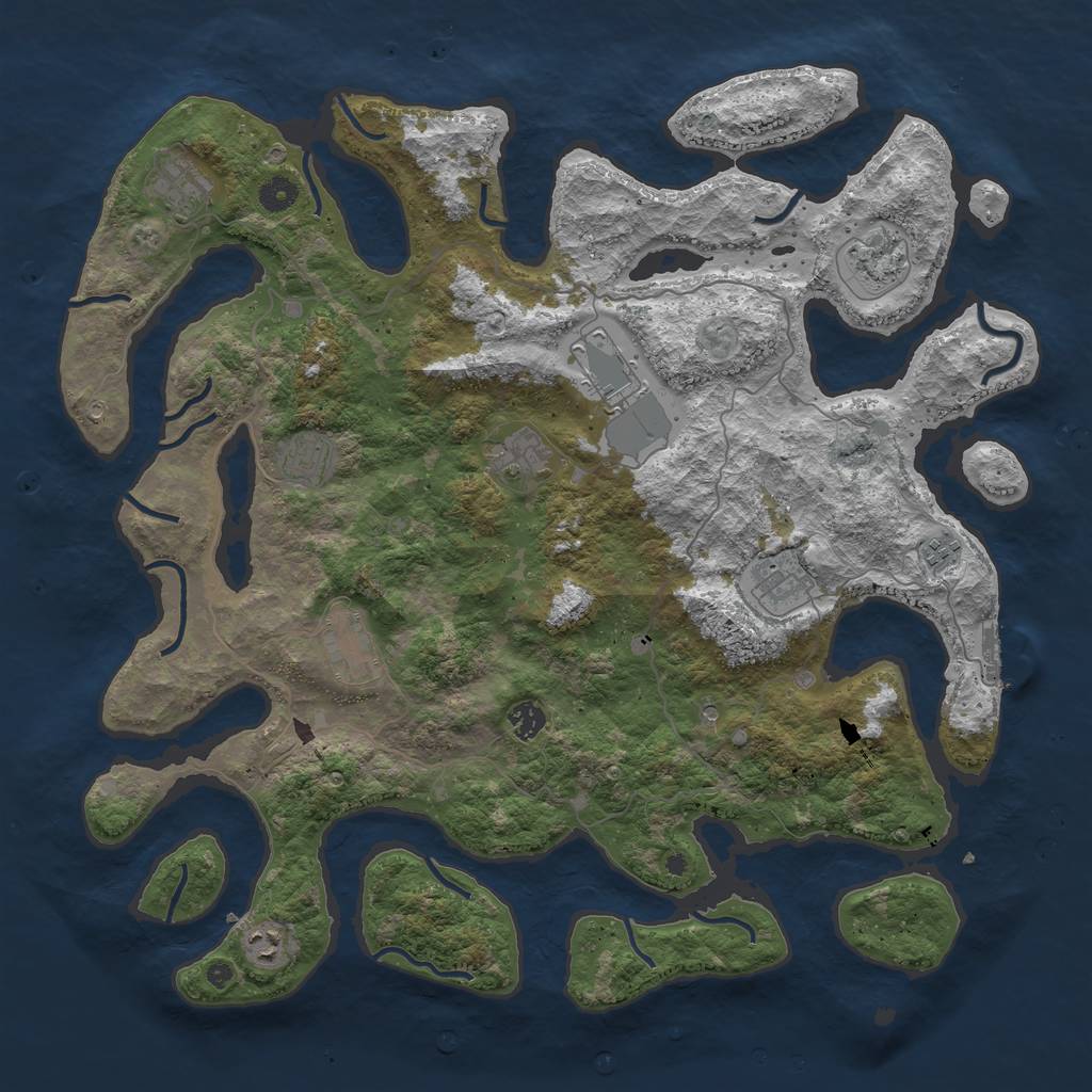 Rust Map: Procedural Map, Size: 4500, Seed: 164568888, 14 Monuments