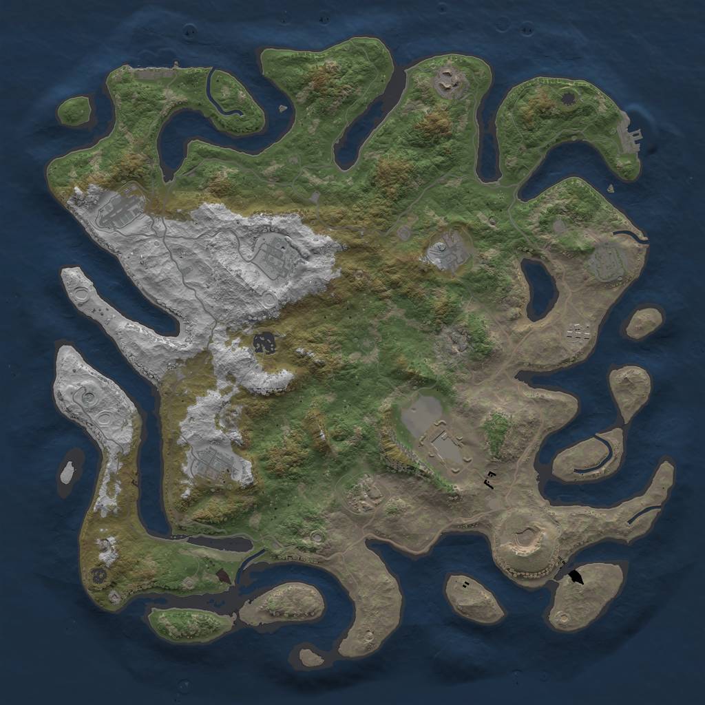 Rust Map: Procedural Map, Size: 4500, Seed: 7646715, 19 Monuments