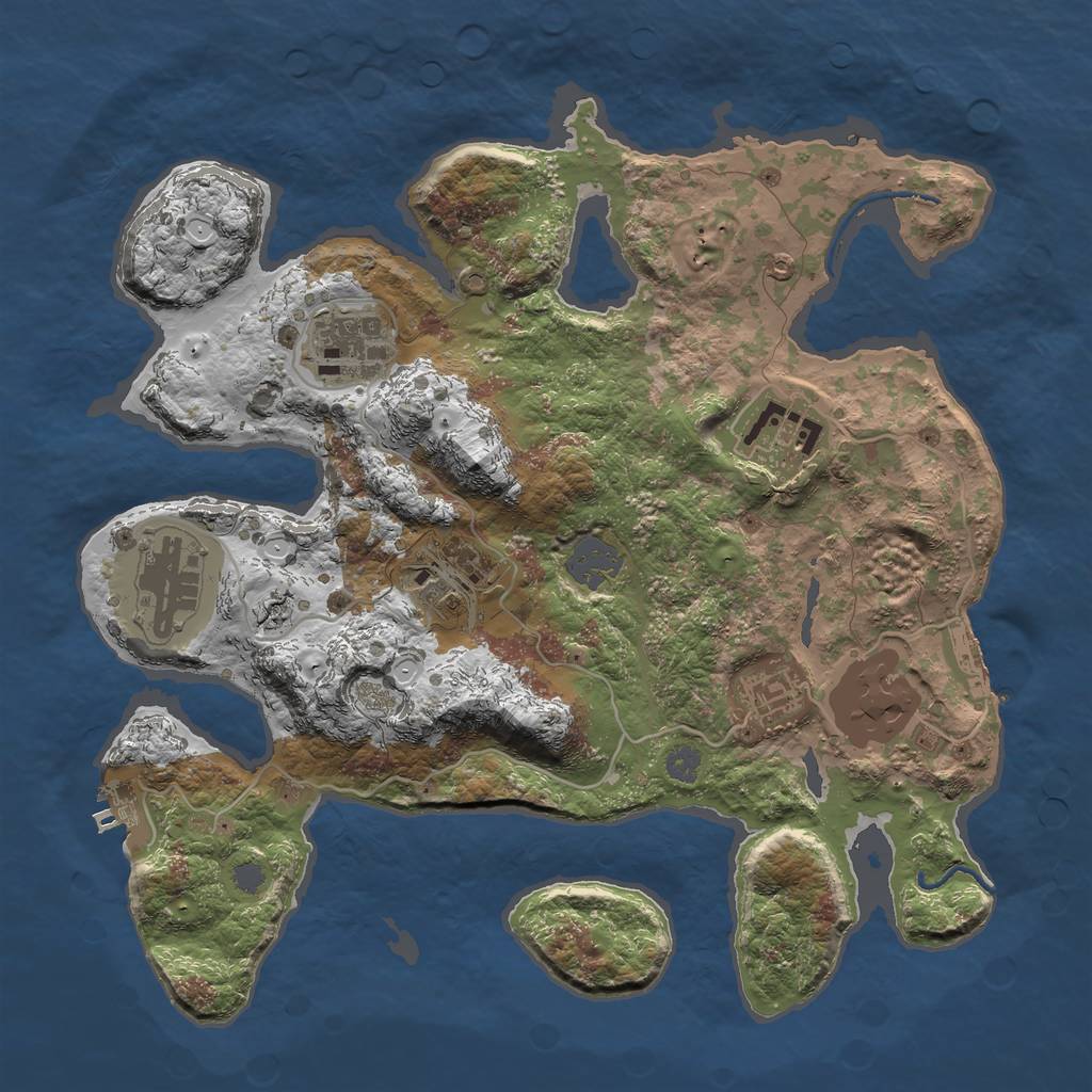 Rust Map: Procedural Map, Size: 3200, Seed: 1066, 13 Monuments