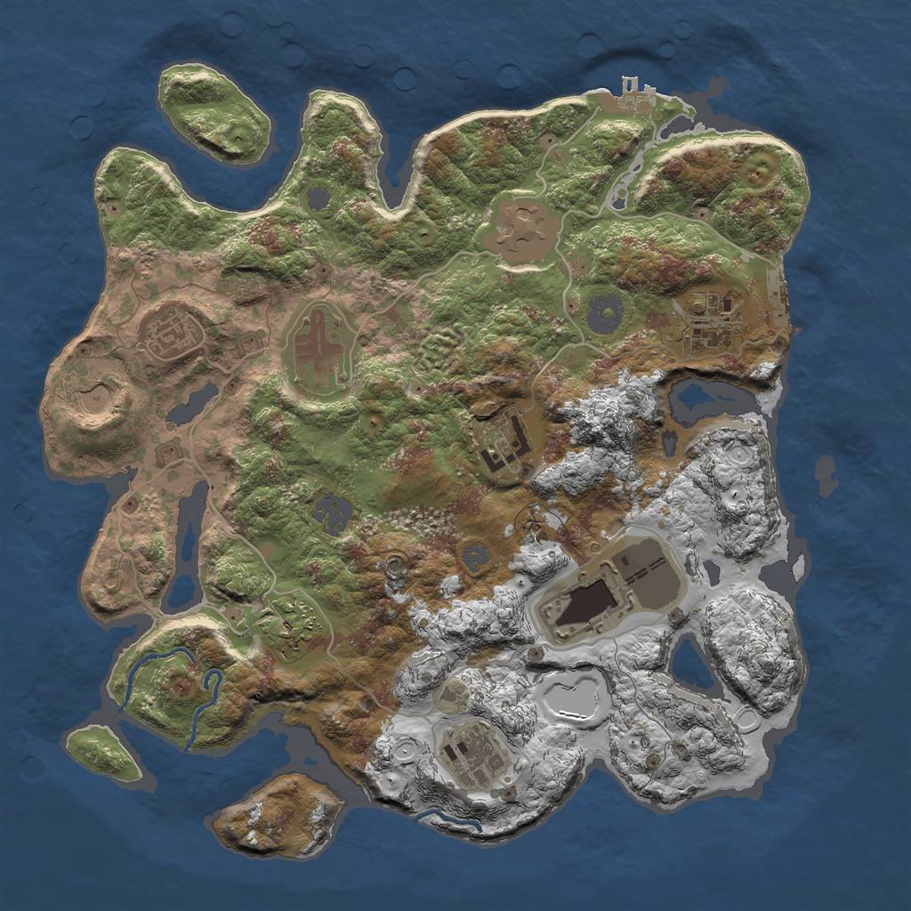 Rust Map: Procedural Map, Size: 3500, Seed: 255641838, 16 Monuments