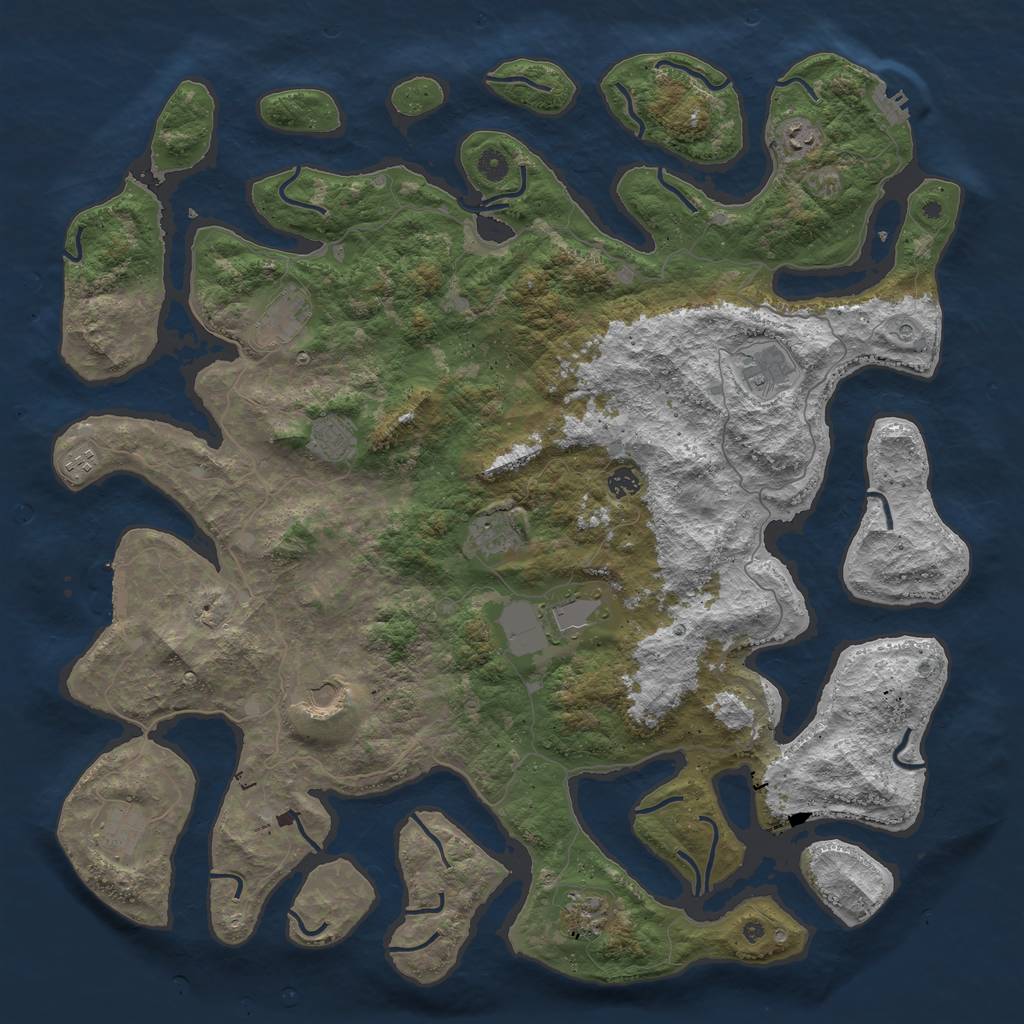 Rust Map: Procedural Map, Size: 5000, Seed: 91560379, 16 Monuments