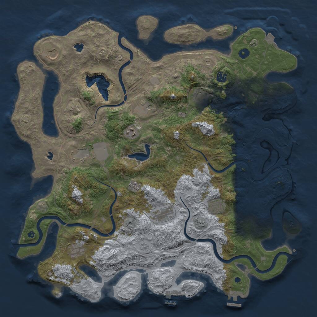 Rust Map: Procedural Map, Size: 4500, Seed: 2058159617, 16 Monuments