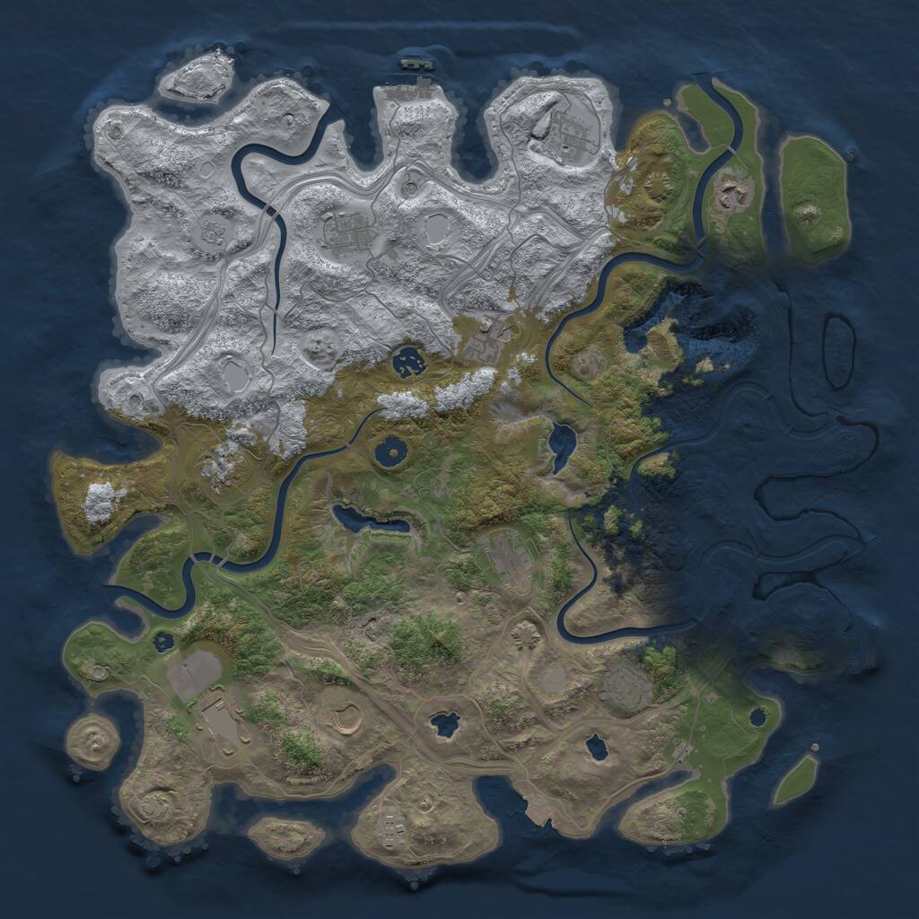 Rust Map: Procedural Map, Size: 4500, Seed: 92748923, 17 Monuments