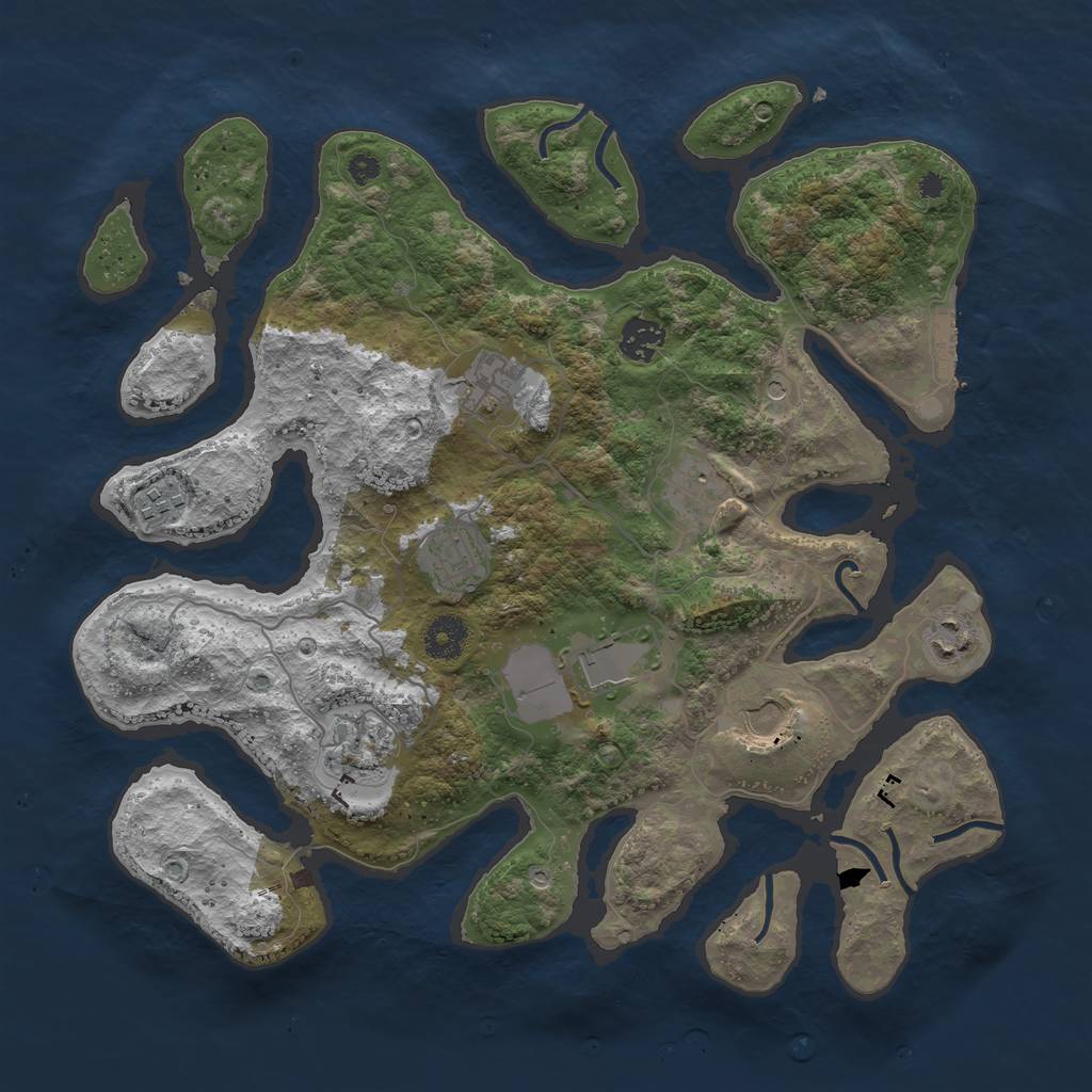 Rust Map: Procedural Map, Size: 3700, Seed: 213421, 13 Monuments