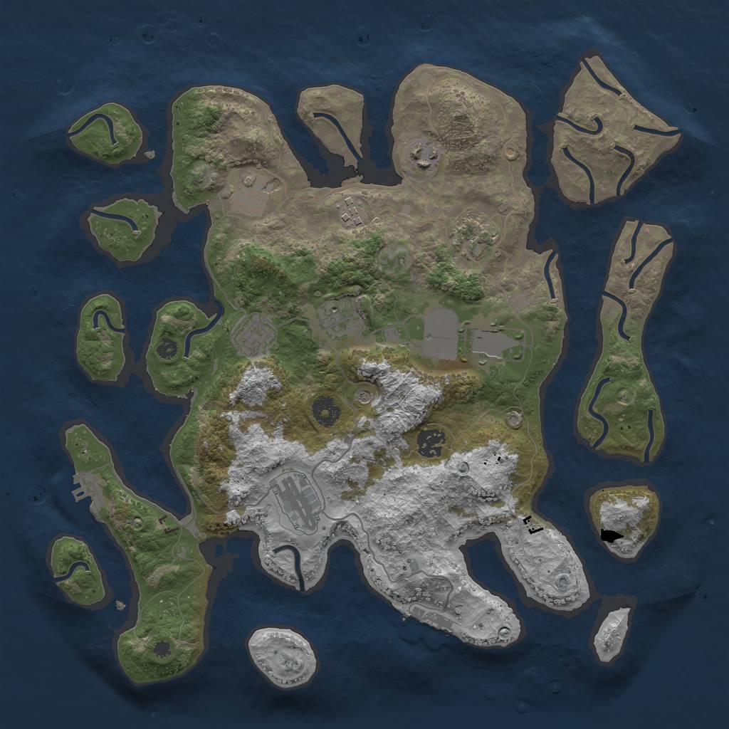 Rust Map: Procedural Map, Size: 3750, Seed: 745591, 14 Monuments