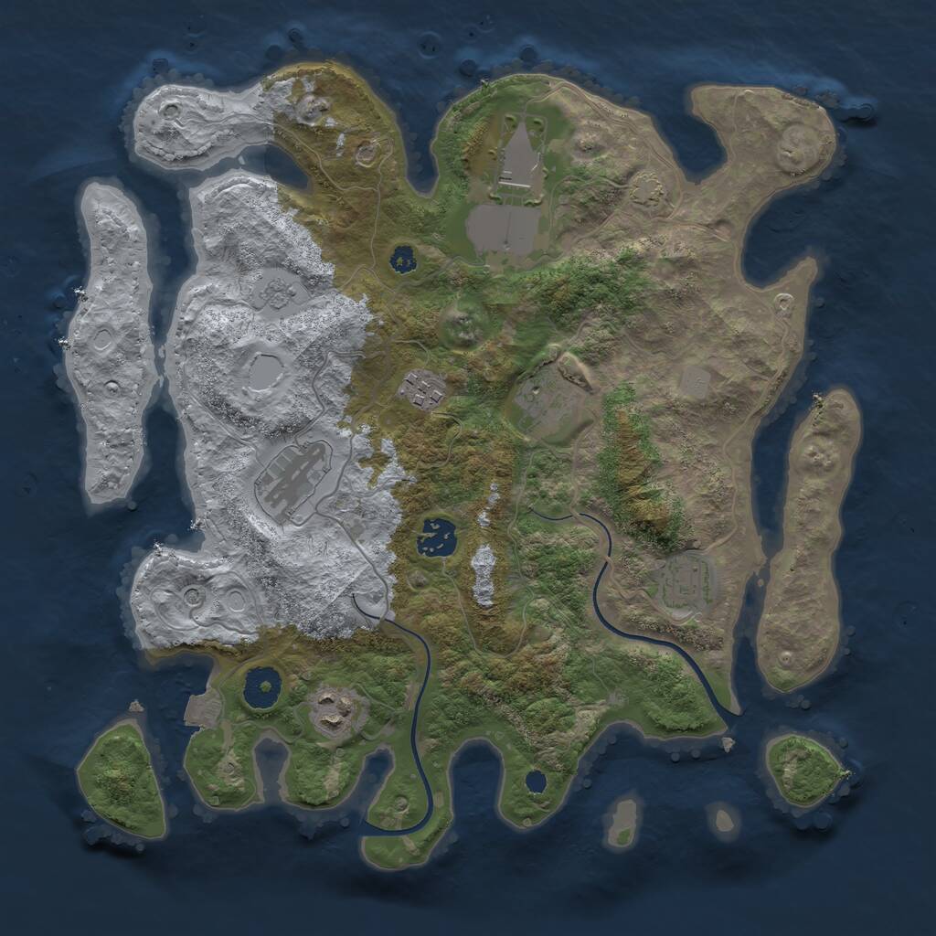 Rust Map: Procedural Map, Size: 3500, Seed: 54677867, 11 Monuments