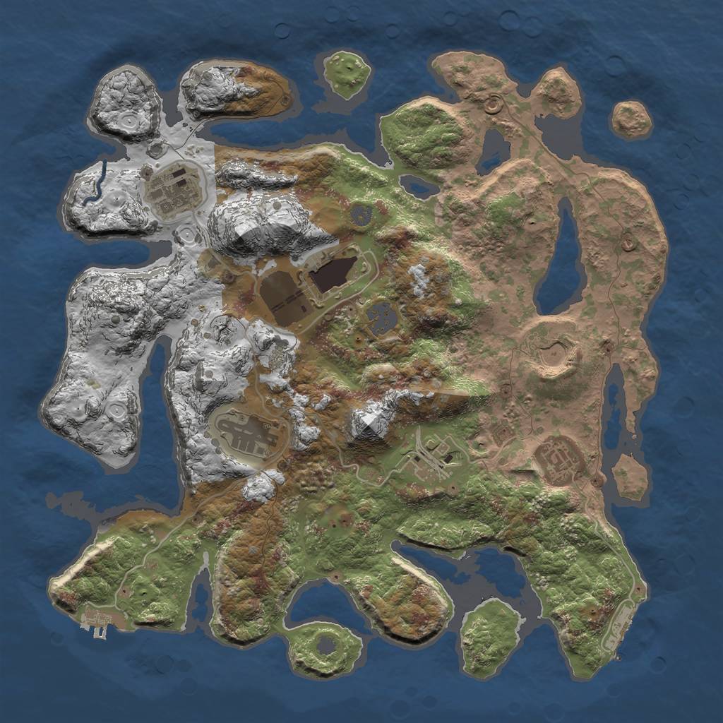 Rust Map: Procedural Map, Size: 3500, Seed: 54677867, 13 Monuments