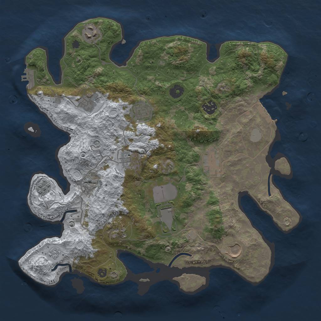 Rust Map: Procedural Map, Size: 3500, Seed: 1716912129, 19 Monuments