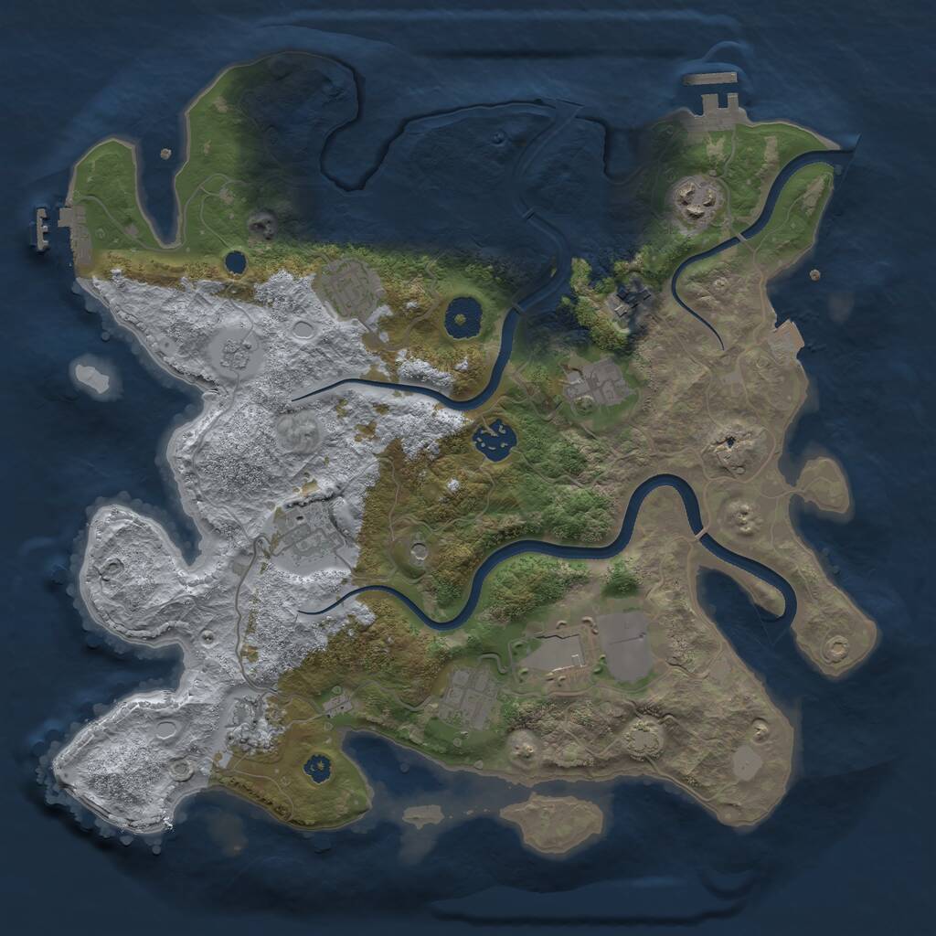 Rust Map: Procedural Map, Size: 3500, Seed: 1716912129, 15 Monuments