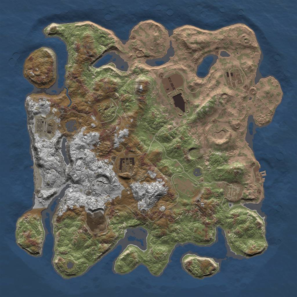 Rust Map: Procedural Map, Size: 3750, Seed: 104965060, 16 Monuments