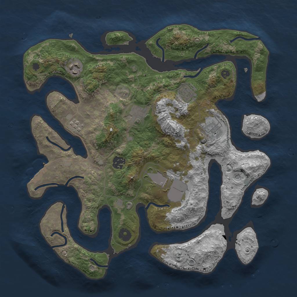 Rust Map: Procedural Map, Size: 3500, Seed: 8023, 11 Monuments