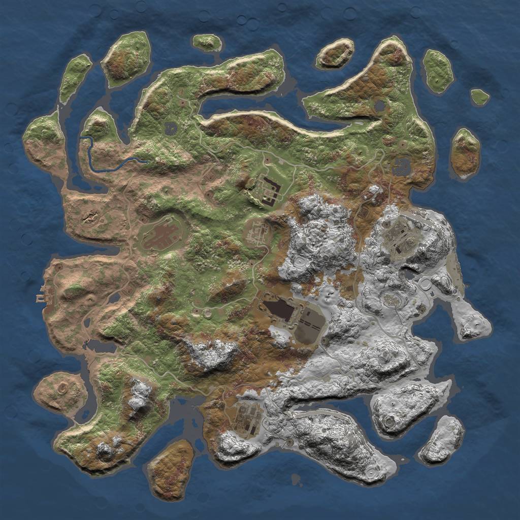 Rust Map: Procedural Map, Size: 4000, Seed: 36304117, 13 Monuments