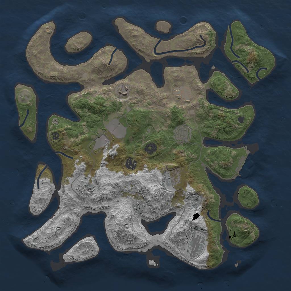 Rust Map: Procedural Map, Size: 3750, Seed: 574305, 12 Monuments