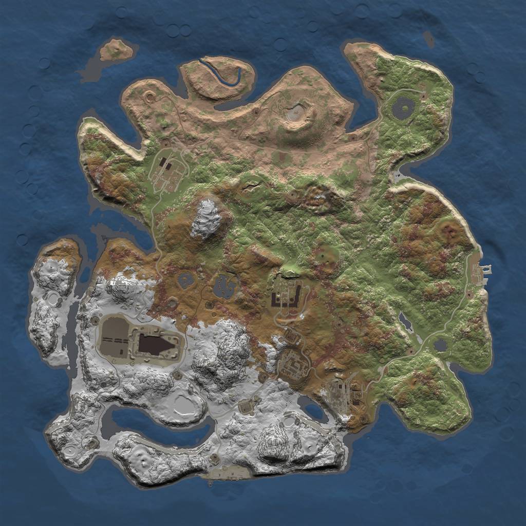 Rust Map: Procedural Map, Size: 3500, Seed: 2404677, 13 Monuments