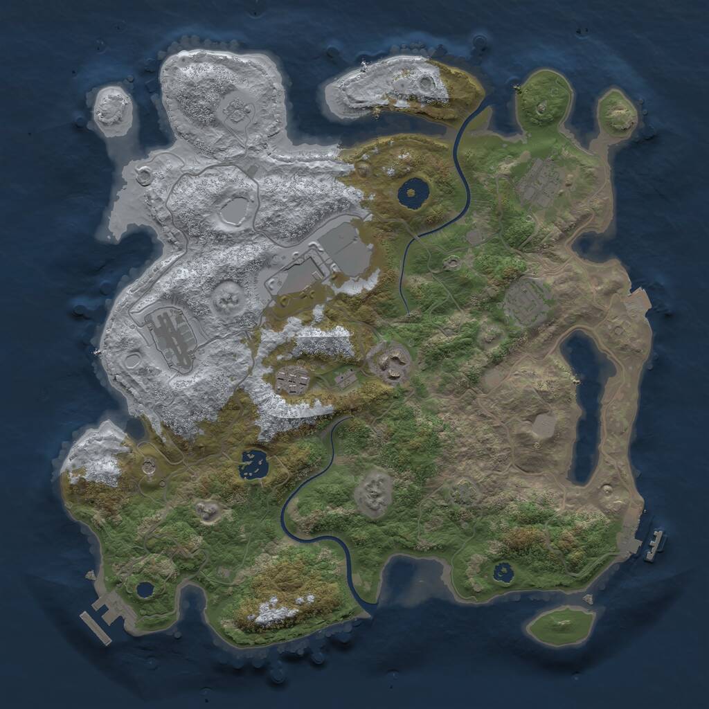 Rust Map: Procedural Map, Size: 3500, Seed: 167501675, 13 Monuments