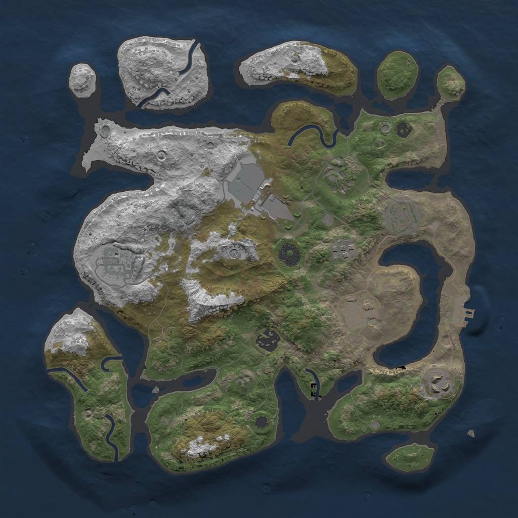 Rust Map: Procedural Map, Size: 3500, Seed: 167501675, 12 Monuments