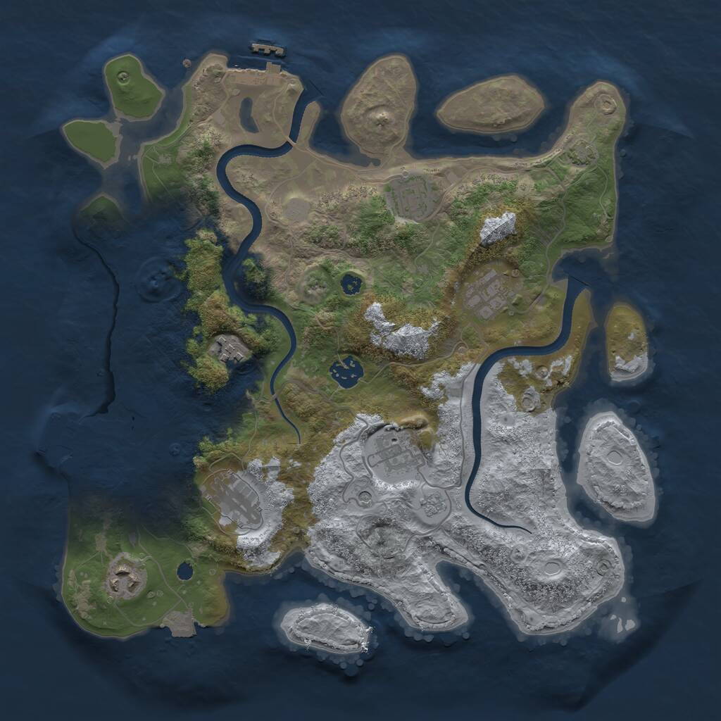 Rust Map: Procedural Map, Size: 3500, Seed: 958741549, 13 Monuments
