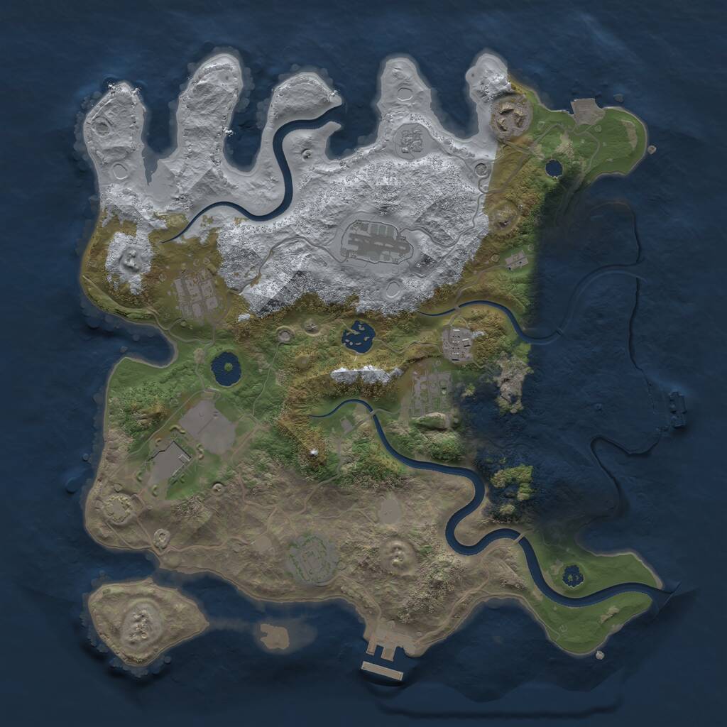 Rust Map: Procedural Map, Size: 3500, Seed: 741130, 14 Monuments