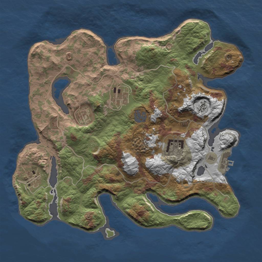 Rust Map: Barren, Size: 3000, Seed: 6567754, 10 Monuments