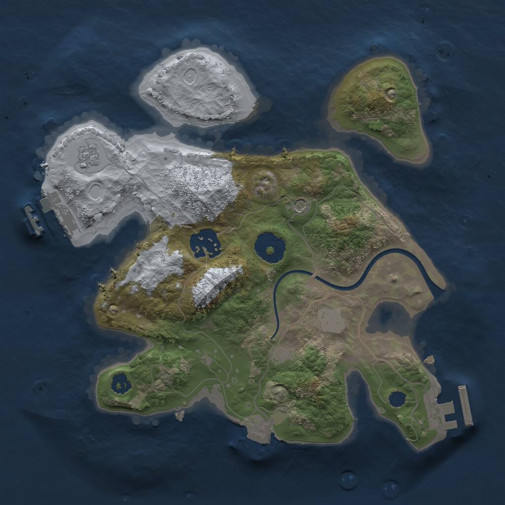 Rust Map: Procedural Map, Size: 2500, Seed: 714000417, 6 Monuments