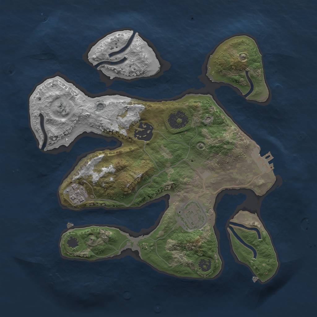 Rust Map: Procedural Map, Size: 2500, Seed: 714000417, 6 Monuments