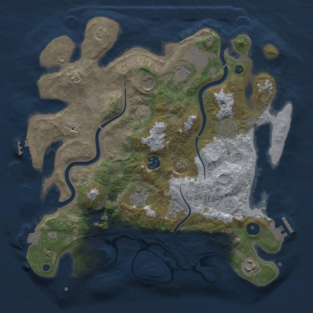 Rust Map: Procedural Map, Size: 3555, Seed: 348421454, 13 Monuments