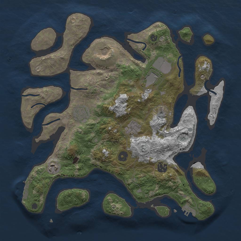 Rust Map: Procedural Map, Size: 3555, Seed: 348421454, 11 Monuments