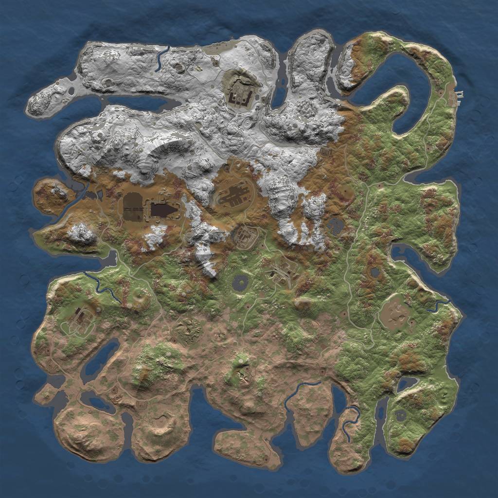 Rust Map: Procedural Map, Size: 4500, Seed: 74352345, 16 Monuments