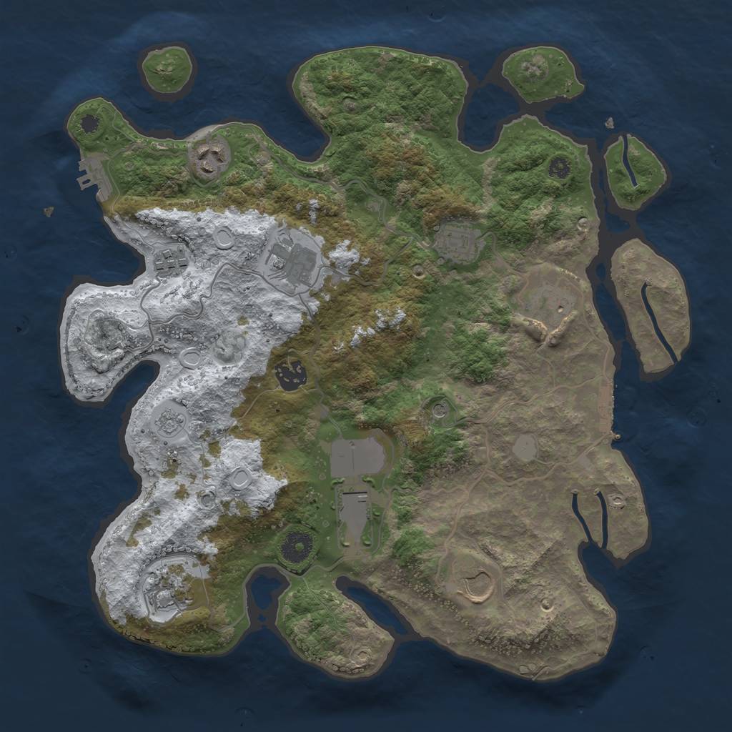 Rust Map: Procedural Map, Size: 3500, Seed: 1251587330, 18 Monuments