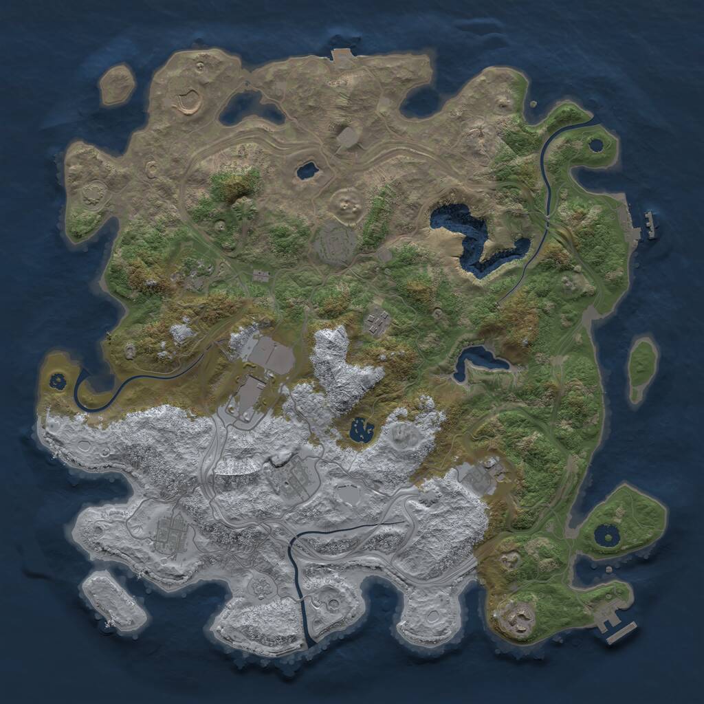 Rust Map: Procedural Map, Size: 4250, Seed: 157013356, 16 Monuments