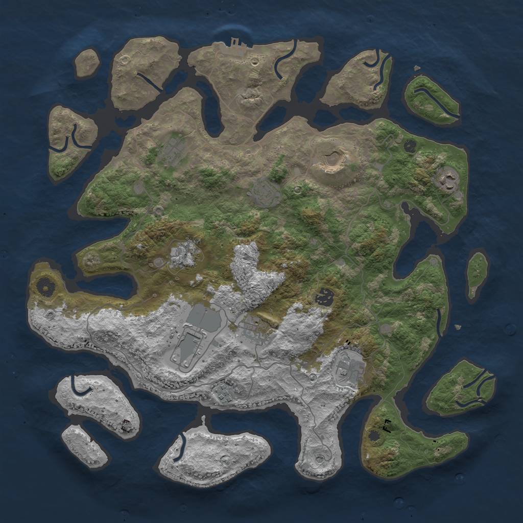 Rust Map: Procedural Map, Size: 4250, Seed: 157013356, 14 Monuments