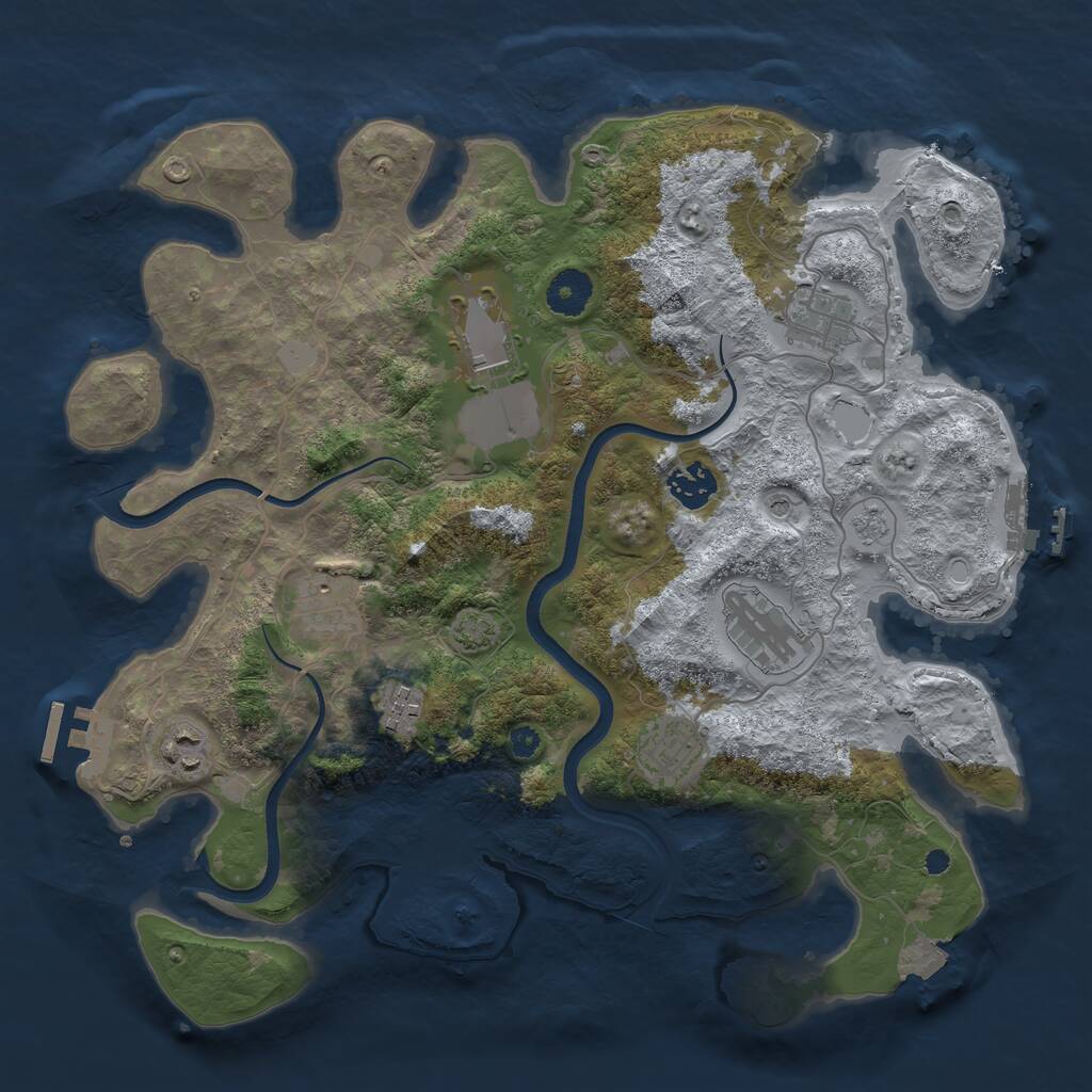 Rust Map: Procedural Map, Size: 3600, Seed: 181383194, 14 Monuments