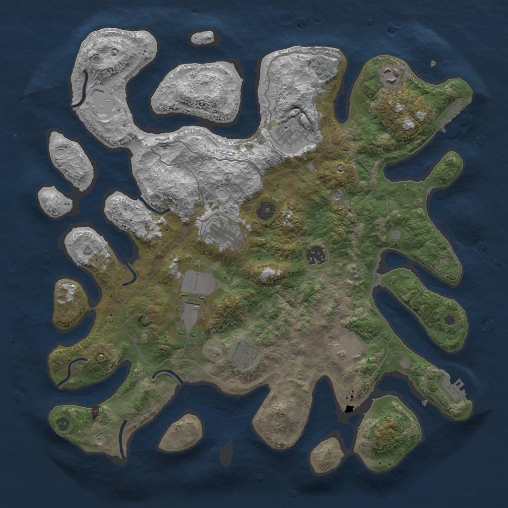 Rust Map: Procedural Map, Size: 4000, Seed: 5430764, 19 Monuments