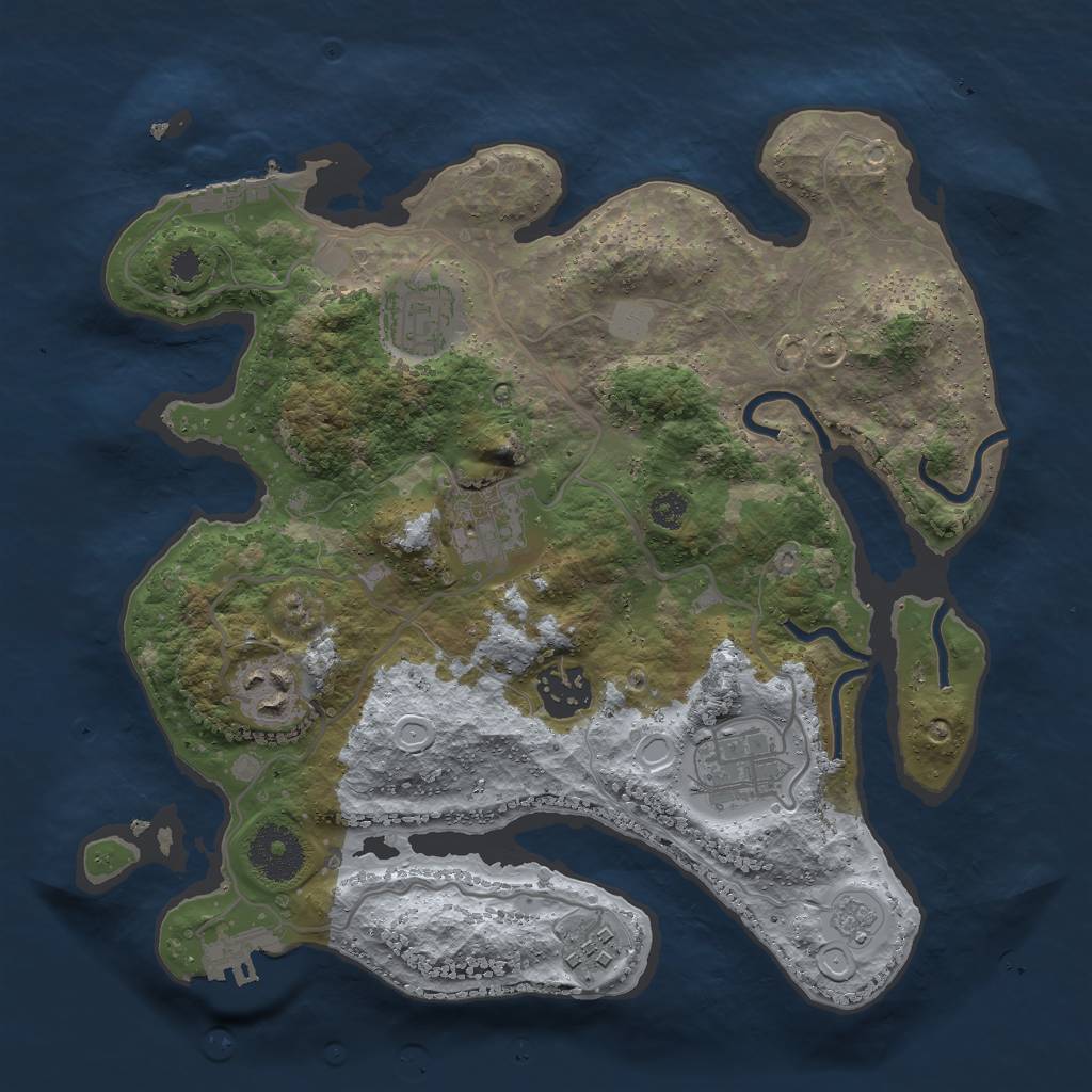 Rust Map: Procedural Map, Size: 3000, Seed: 447685745, 12 Monuments