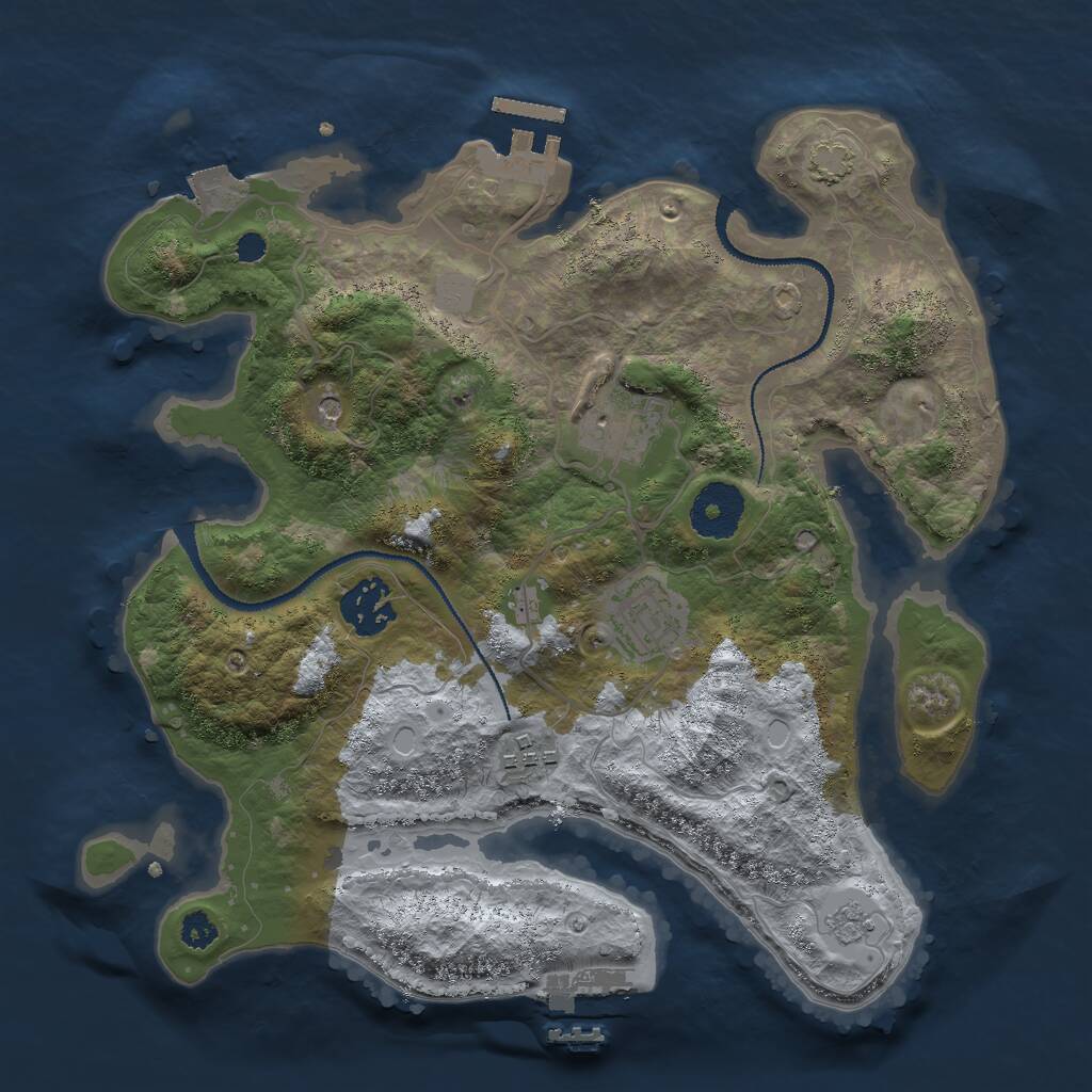 Rust Map: Procedural Map, Size: 3000, Seed: 447685745, 10 Monuments