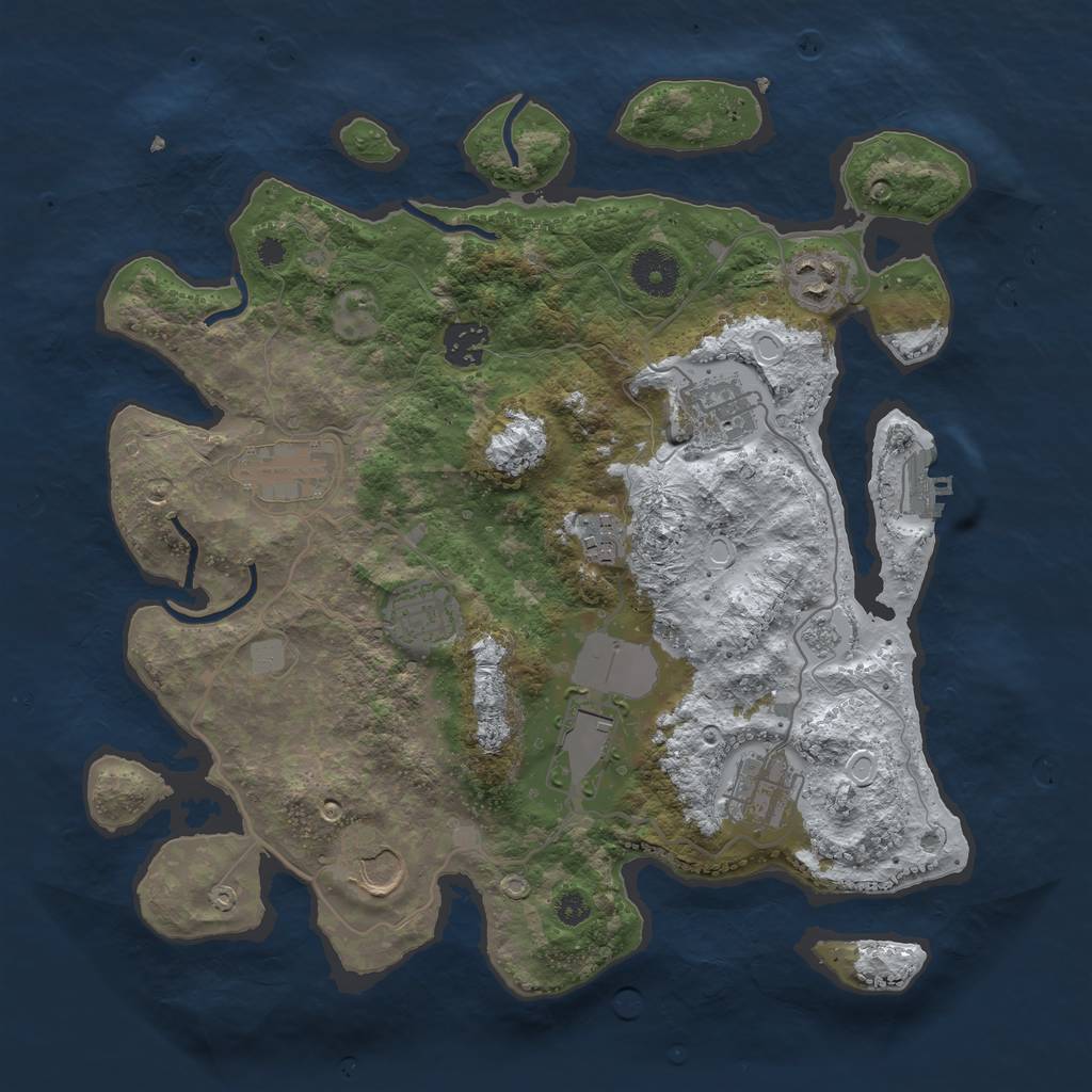 Rust Map: Procedural Map, Size: 3500, Seed: 682173702, 16 Monuments