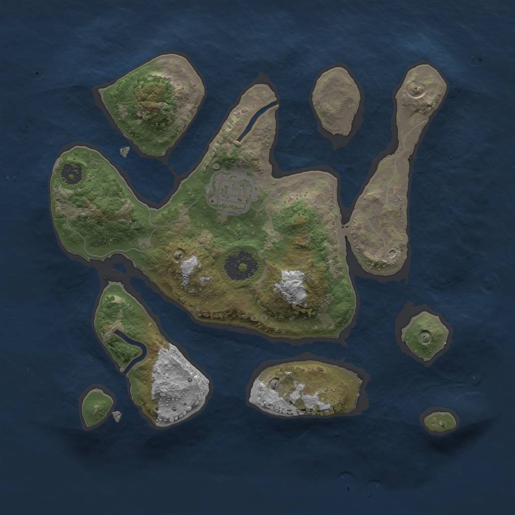 Rust Map: Procedural Map, Size: 2500, Seed: 5652, 3 Monuments