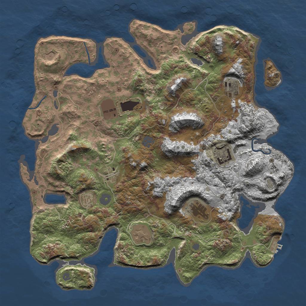 Rust Map: Procedural Map, Size: 4000, Seed: 53721, 14 Monuments