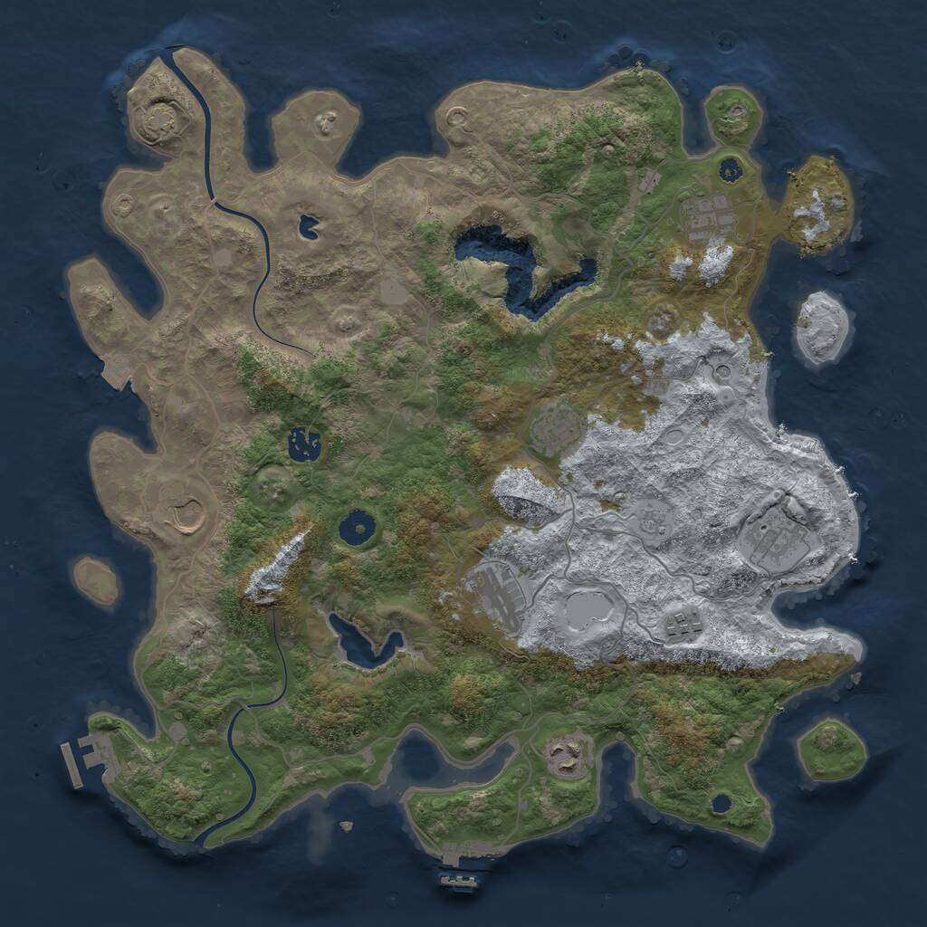 Rust Map: Procedural Map, Size: 4000, Seed: 53721, 14 Monuments