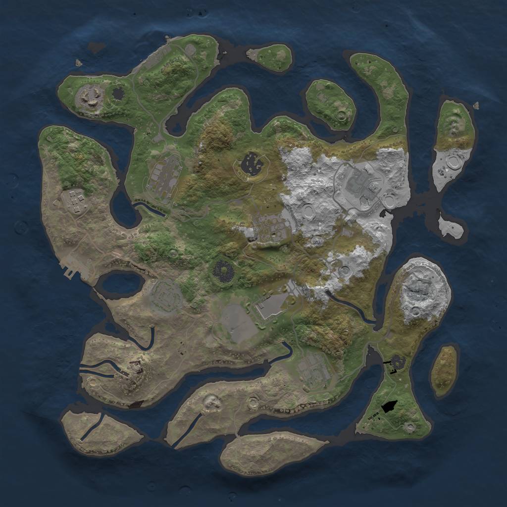 Rust Map: Procedural Map, Size: 3500, Seed: 61254, 17 Monuments