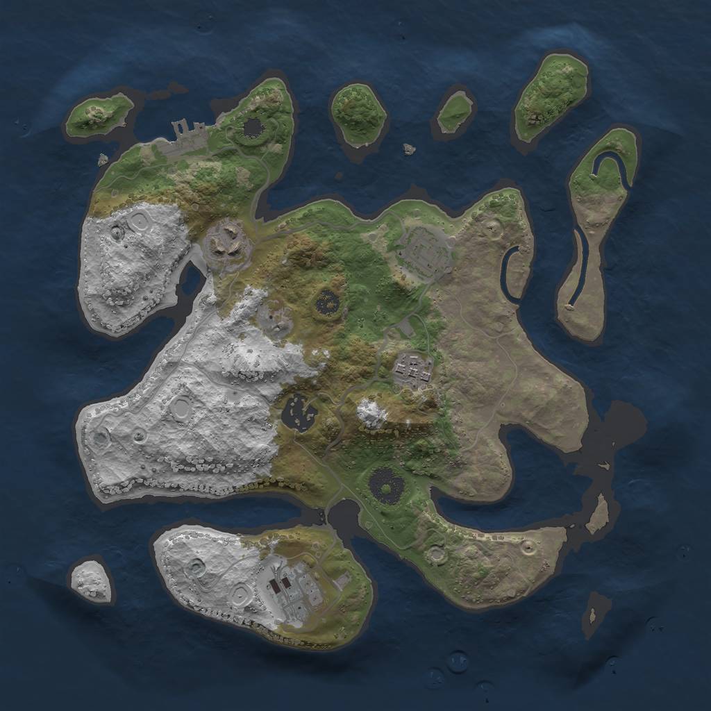 Rust Map: Procedural Map, Size: 3000, Seed: 1186377432, 14 Monuments