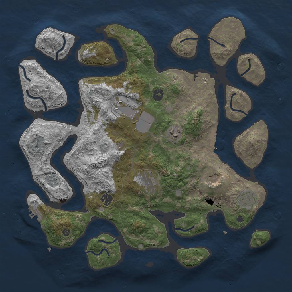 Rust Map: Procedural Map, Size: 3750, Seed: 797036, 12 Monuments