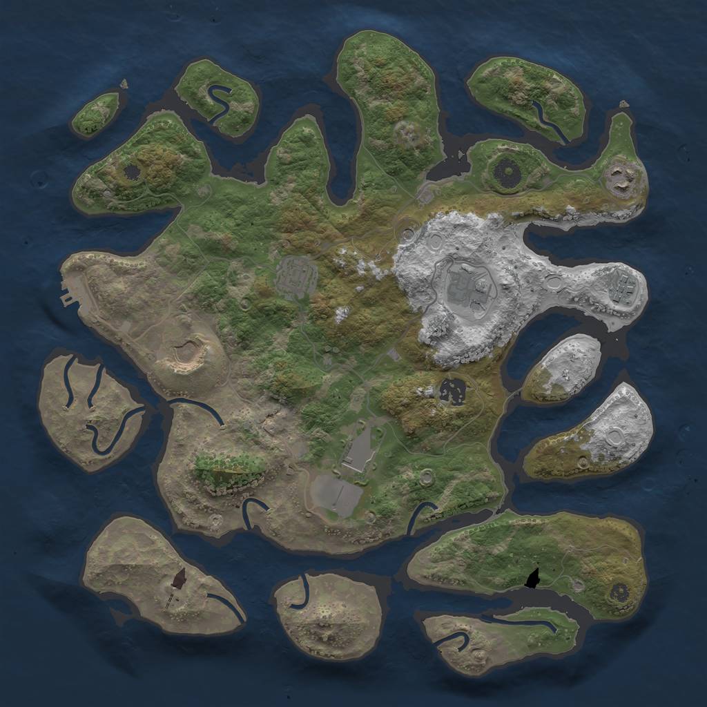 Rust Map: Procedural Map, Size: 3800, Seed: 5235239, 17 Monuments