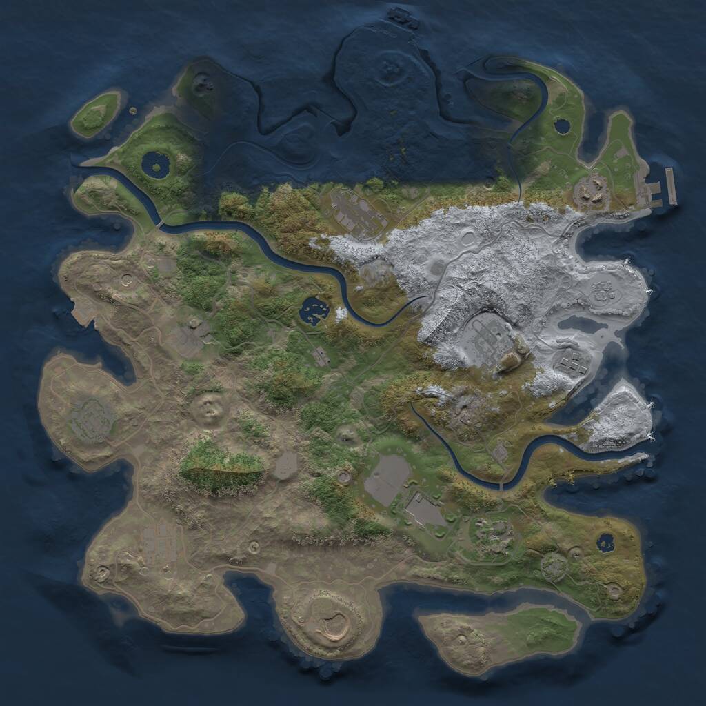 Rust Map: Procedural Map, Size: 3800, Seed: 5235239, 17 Monuments