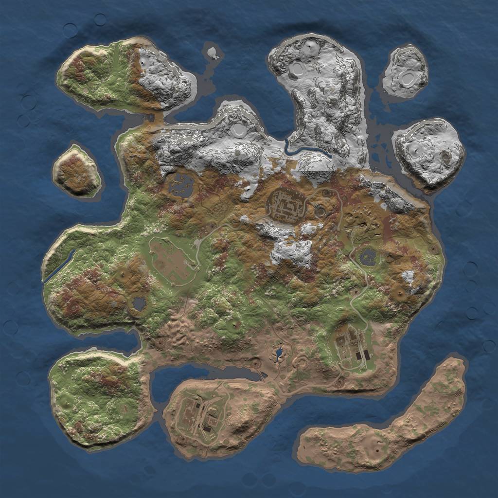 Rust Map: Procedural Map, Size: 3000, Seed: 566966387, 10 Monuments