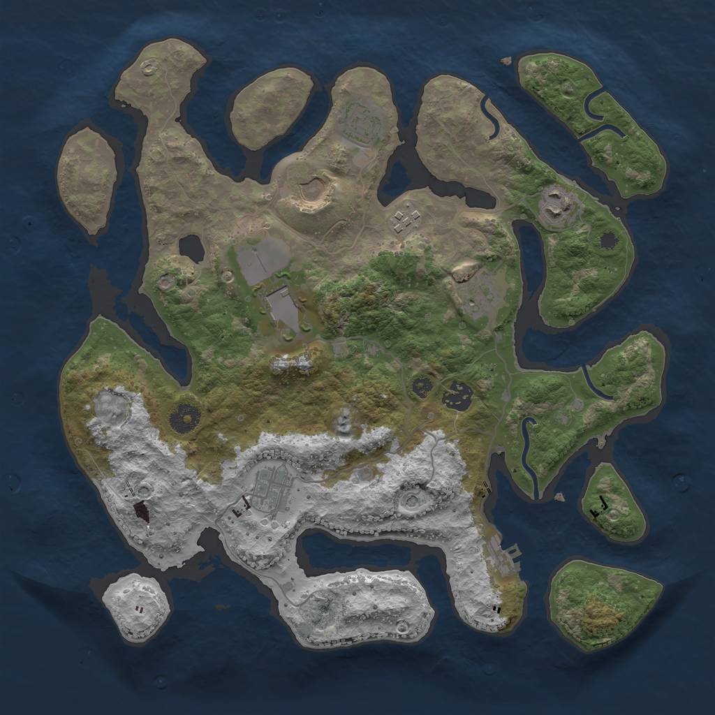 Rust Map: Procedural Map, Size: 3600, Seed: 340346416, 12 Monuments